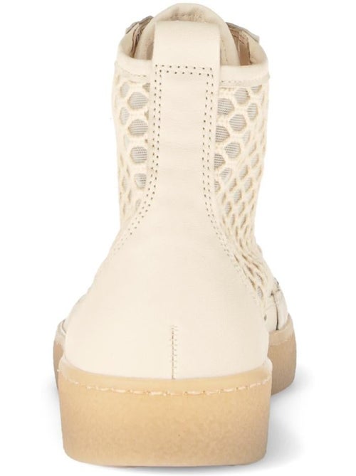 Baskets montantes crème en cuir - Kiabi