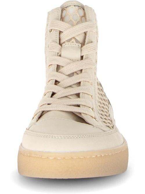 Baskets montantes crème en cuir - Kiabi