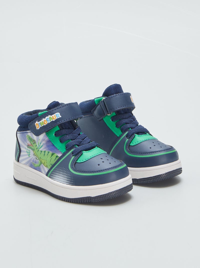 Baskets montantes 'dinosaure' Bleu/vert - Kiabi