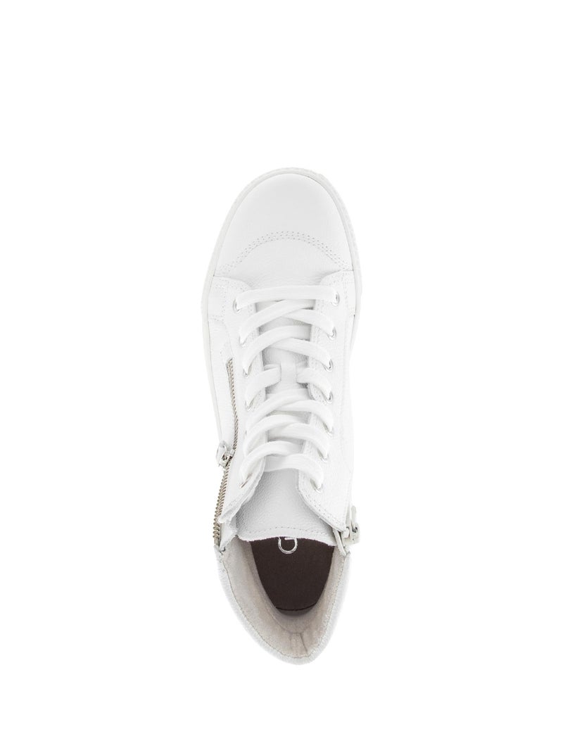 Baskets montantes  en cuir Blanc - Kiabi