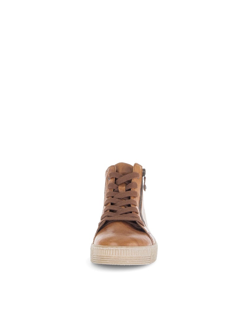 Baskets montantes  en cuir gras Marron clair - Kiabi