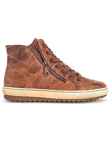 Baskets montantes en cuir gras