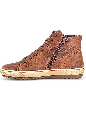 Baskets montantes en cuir gras