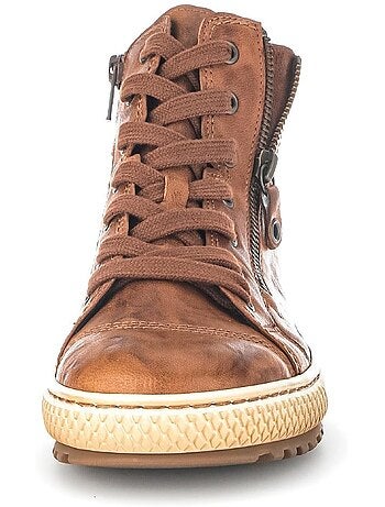 Baskets montantes en cuir gras