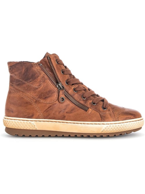 Baskets montantes  en cuir gras - Kiabi