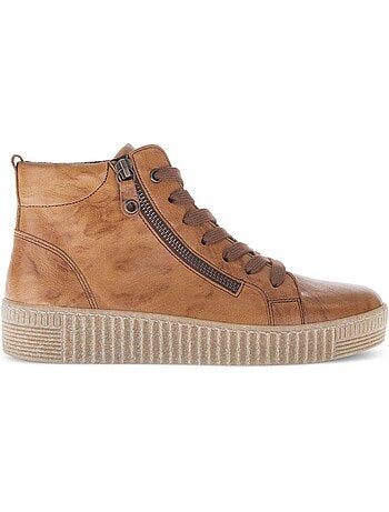 Baskets montantes en cuir gras