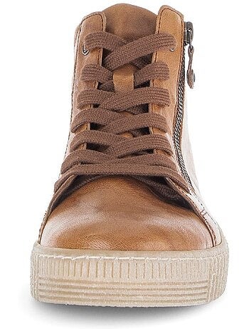 Baskets montantes en cuir gras