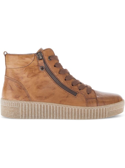 Baskets montantes  en cuir gras - Kiabi