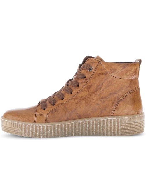 Baskets montantes  en cuir gras - Kiabi