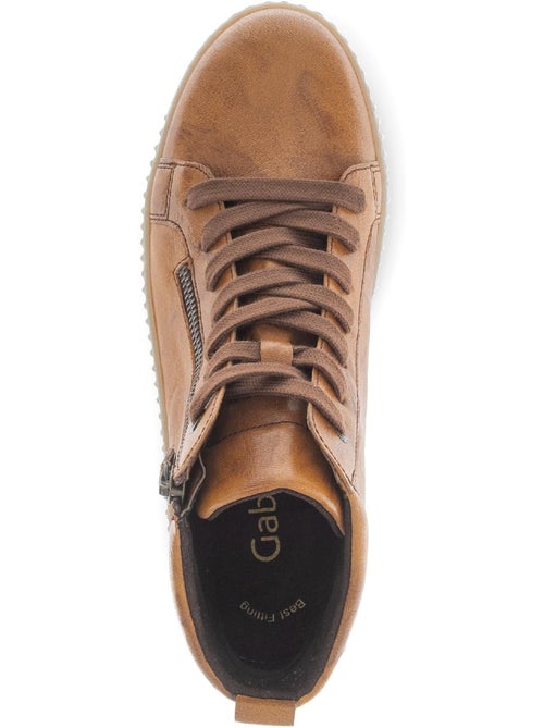 Baskets montantes  en cuir gras - Kiabi
