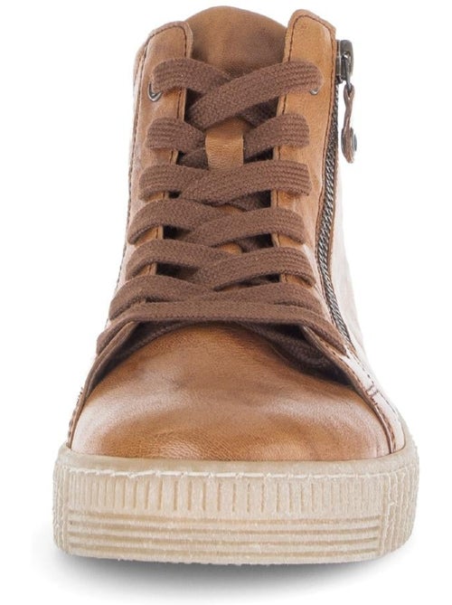Baskets montantes  en cuir gras - Kiabi