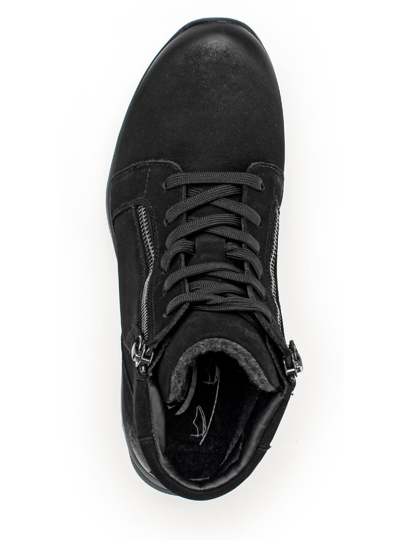 Baskets montantes  en cuir gras Noir - Kiabi