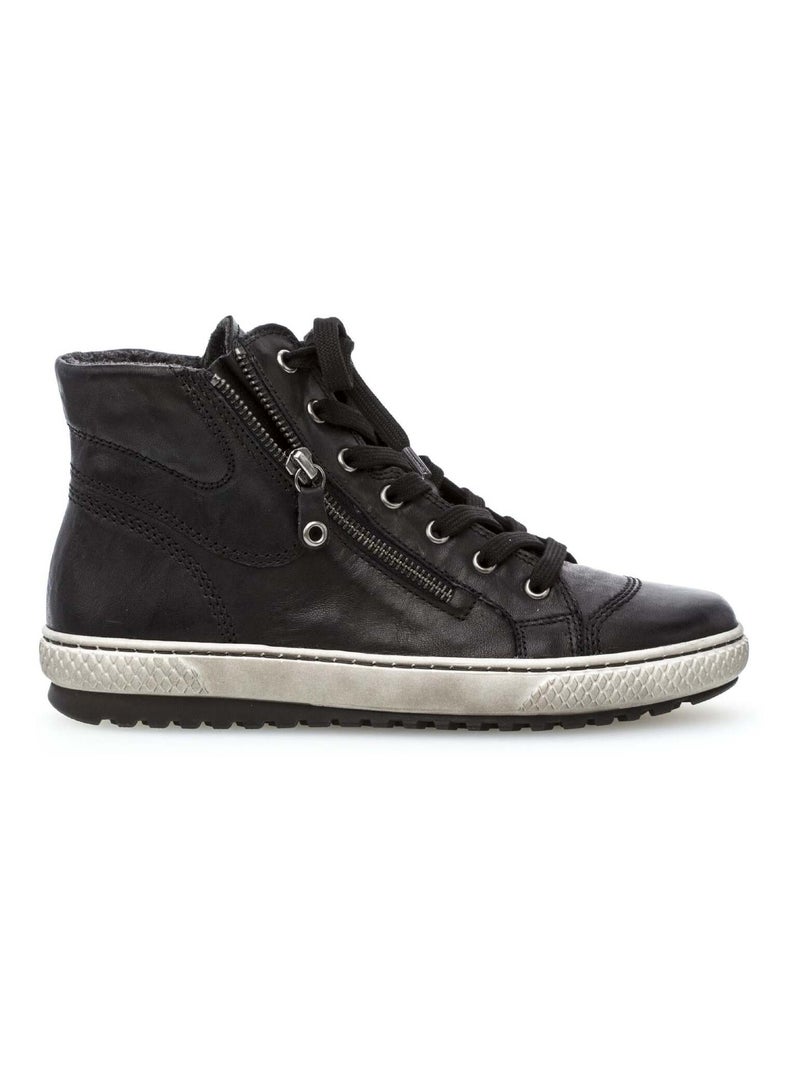Baskets montantes  en cuir gras Noir - Kiabi
