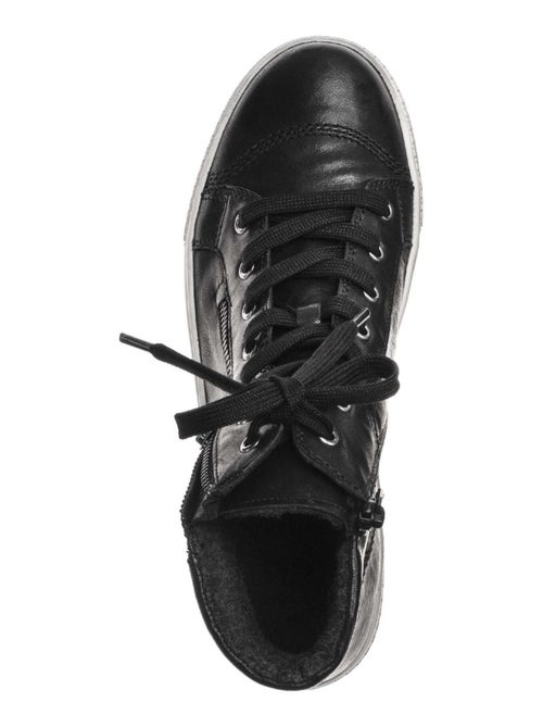 Baskets montantes  en cuir gras - Kiabi