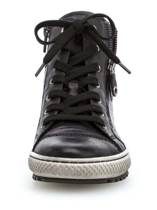 Baskets montantes  en cuir gras - Kiabi