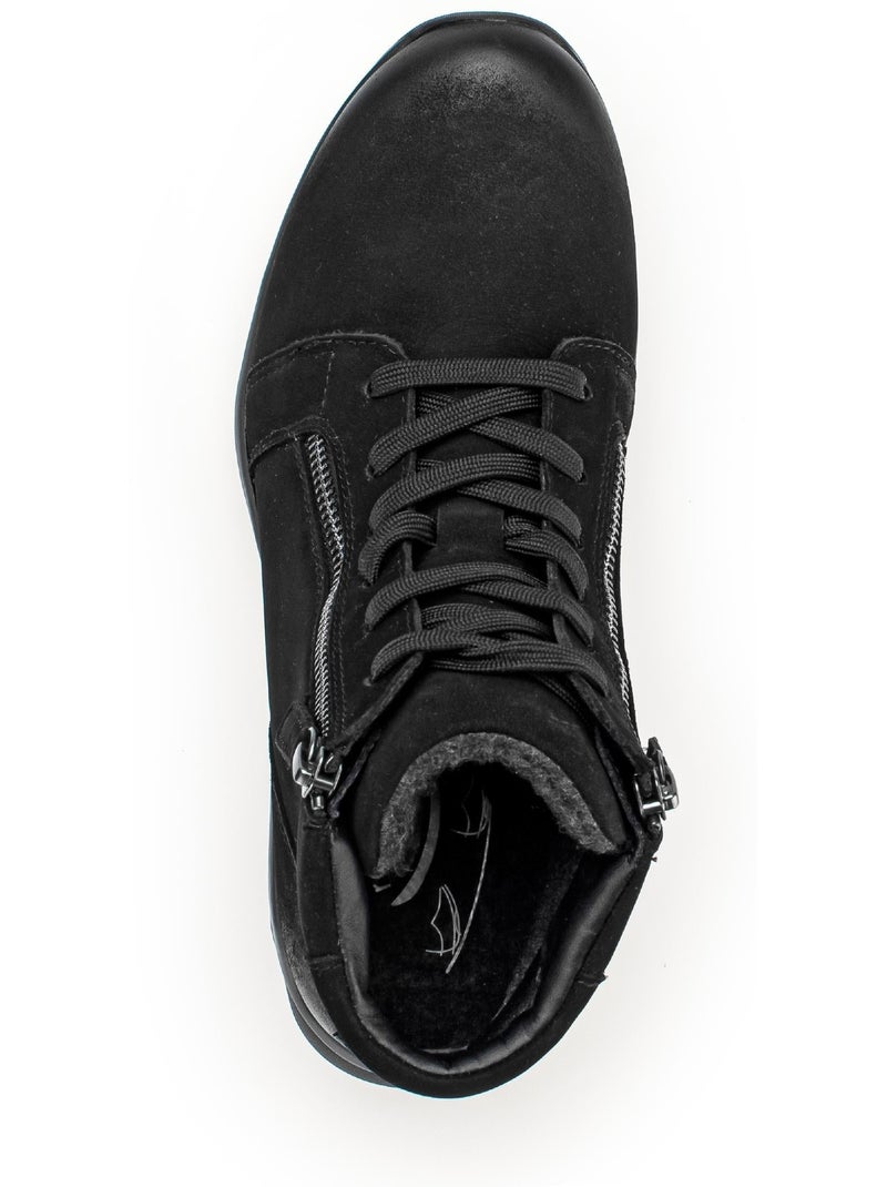 Baskets montantes  en cuir gras Noir Noir - Kiabi