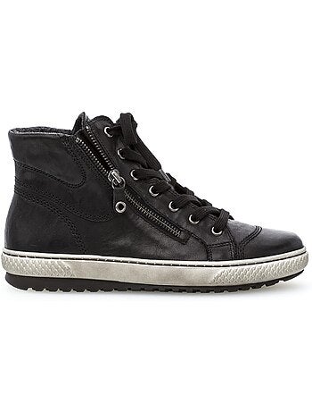 Baskets montantes en cuir gras