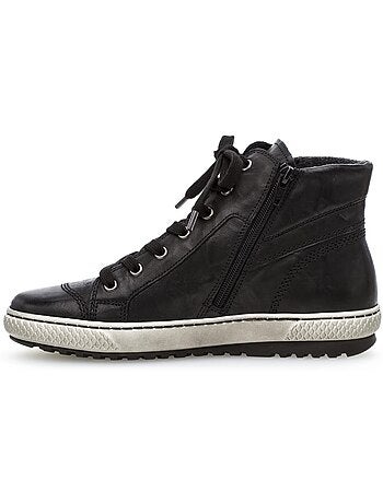 Baskets montantes en cuir gras