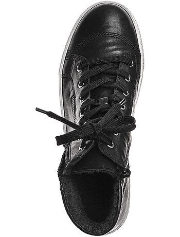 Baskets montantes en cuir gras