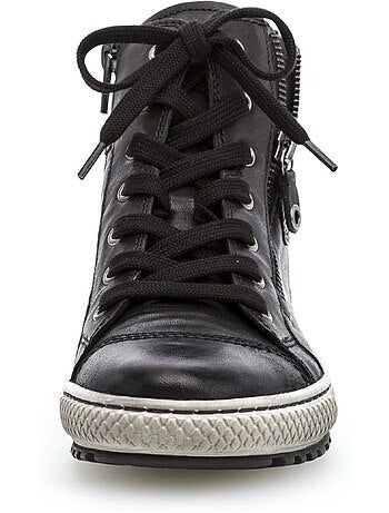 Baskets montantes en cuir gras