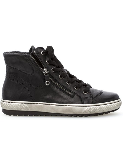 Baskets montantes  en cuir gras - Kiabi
