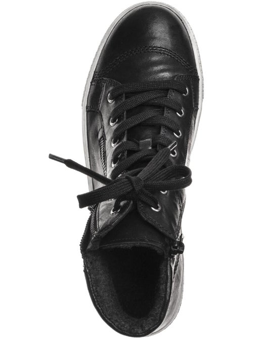 Baskets montantes  en cuir gras - Kiabi