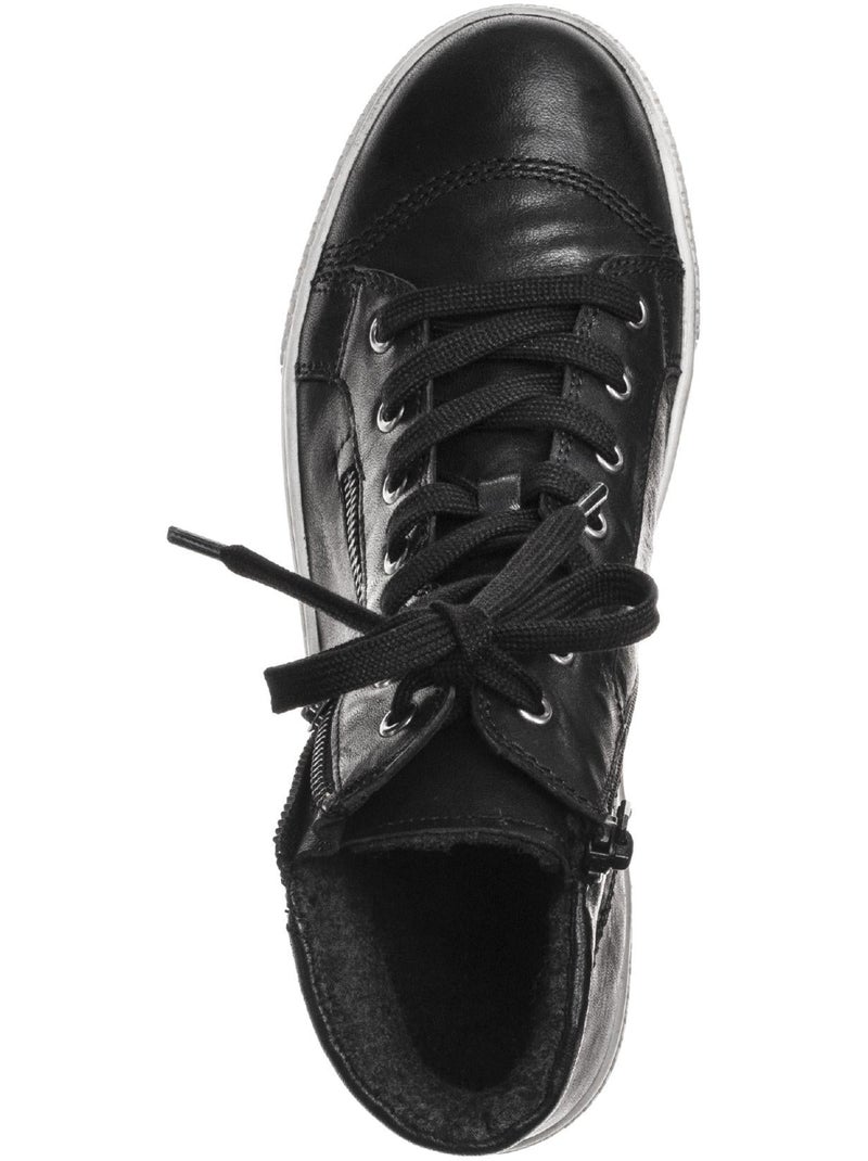 Baskets montantes  en cuir gras Noir Noir - Kiabi