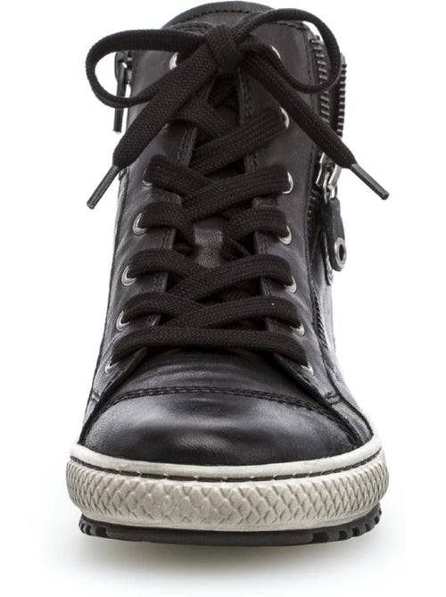 Baskets montantes  en cuir gras - Kiabi