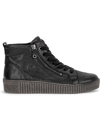 Baskets montantes en cuir gras