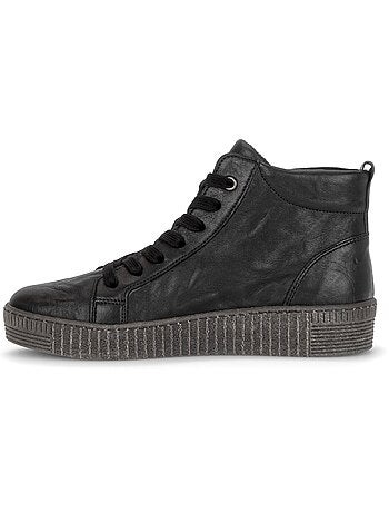 Baskets montantes en cuir gras