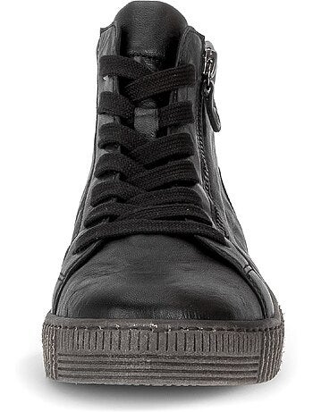 Baskets montantes en cuir gras