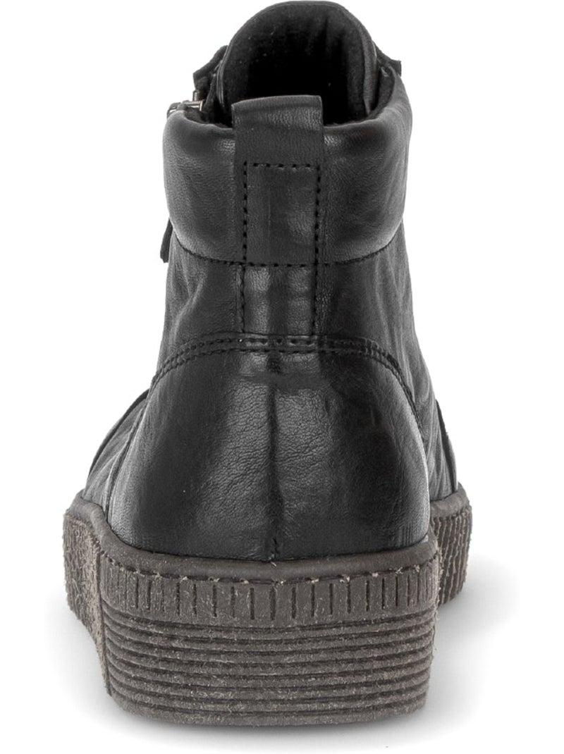 Baskets montantes  en cuir gras Noir Noir - Kiabi