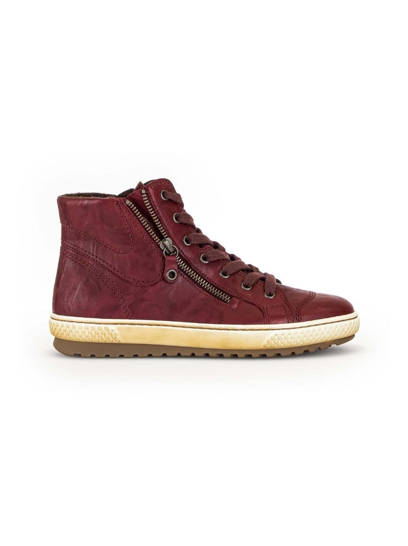 Baskets montantes  en cuir gras Rouge - Kiabi