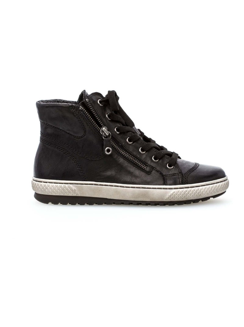 Baskets montantes  en cuir lisse Gabor Noir Noir - Kiabi