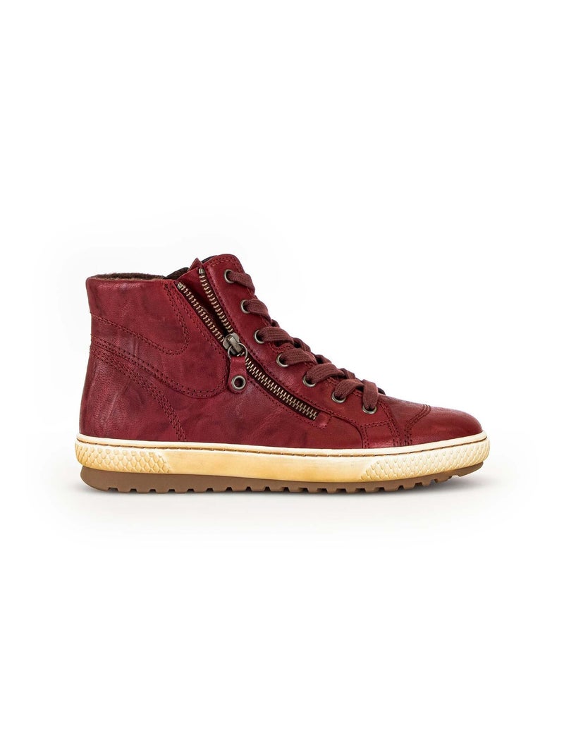 Baskets montantes  en cuir lisse Gabor Rouge - Kiabi