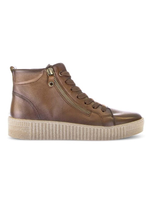 Baskets montantes  en cuir lisse - Kiabi