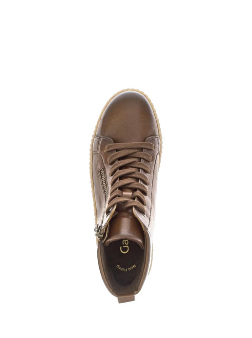 Baskets montantes  en cuir lisse - Kiabi