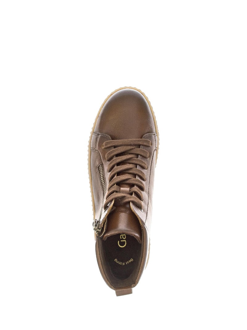 Baskets montantes  en cuir lisse Marron clair - Kiabi