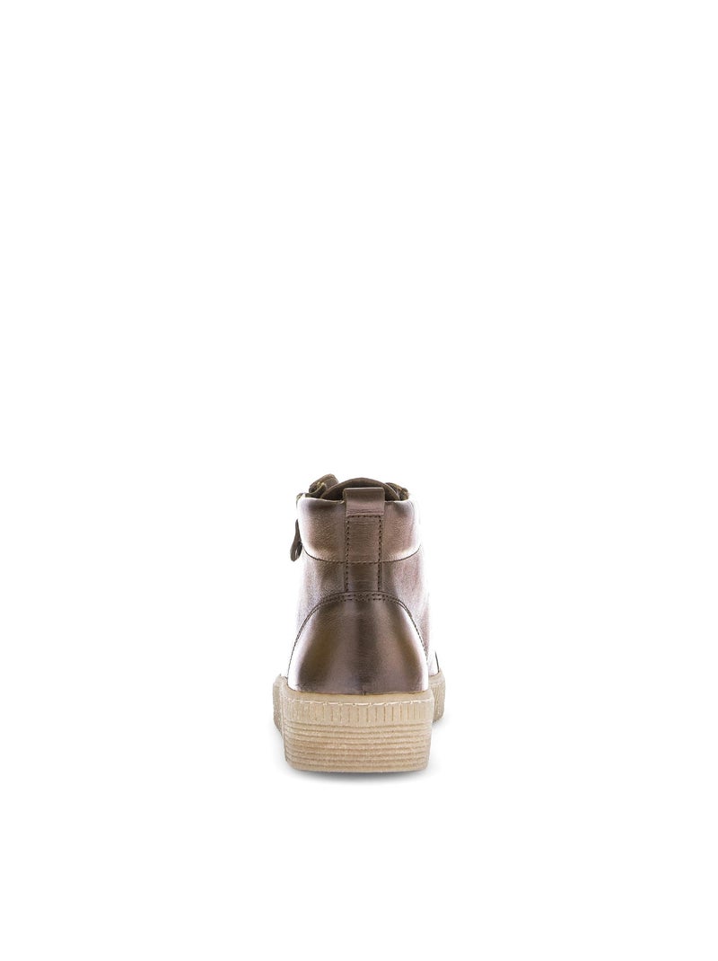 Baskets montantes  en cuir lisse Marron clair - Kiabi