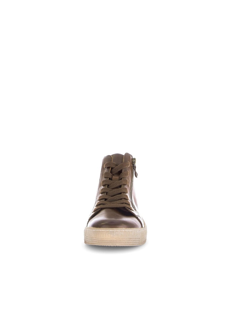 Baskets montantes  en cuir lisse Marron clair - Kiabi
