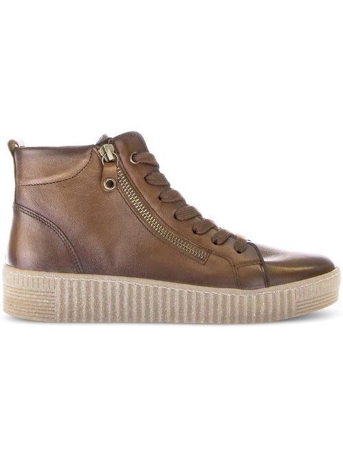 Baskets montantes  en cuir lisse - Kiabi