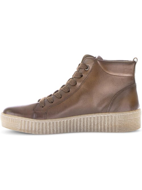 Baskets montantes  en cuir lisse - Kiabi