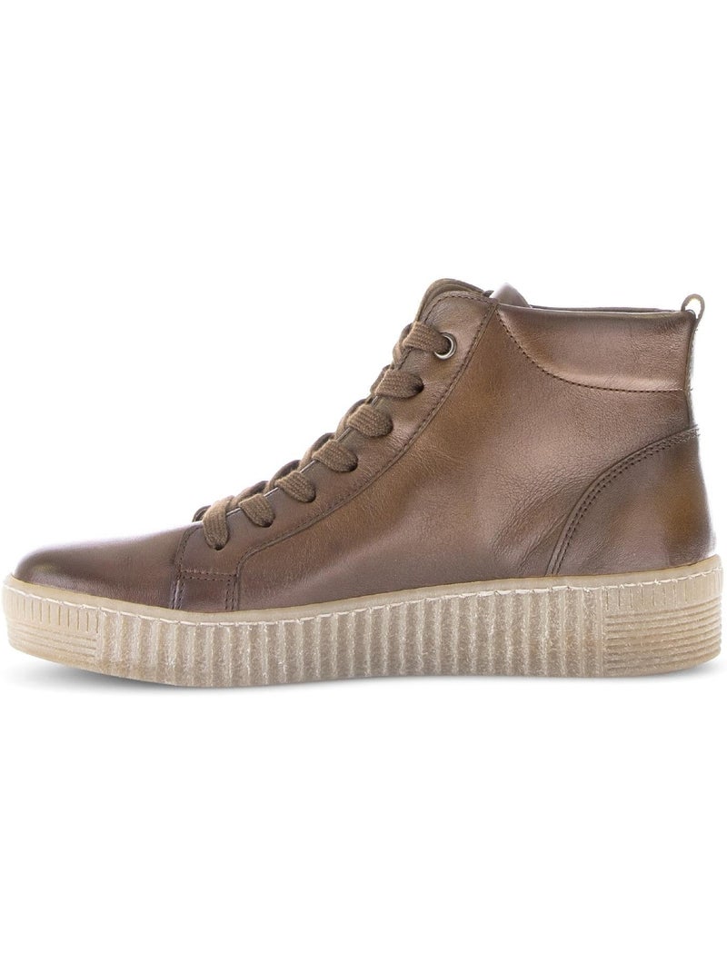 Baskets montantes  en cuir lisse Marron - Kiabi
