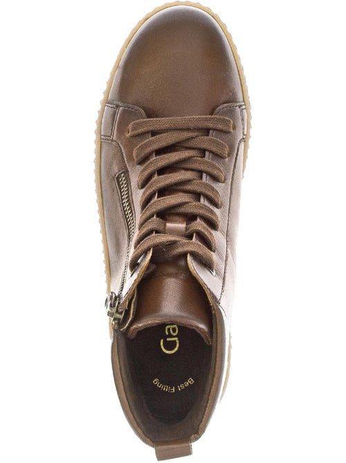 Baskets montantes  en cuir lisse - Kiabi