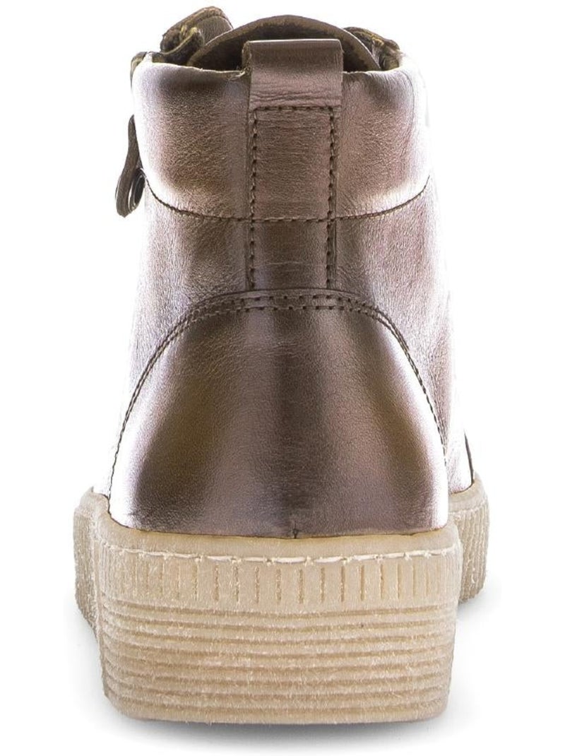 Baskets montantes  en cuir lisse Marron - Kiabi