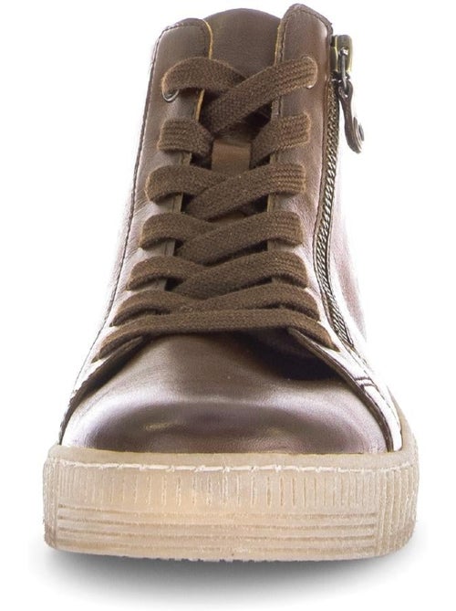 Baskets montantes  en cuir lisse - Kiabi