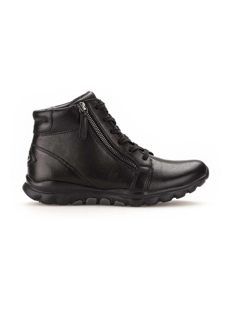 Baskets montantes  en cuir lisse Noir - Kiabi
