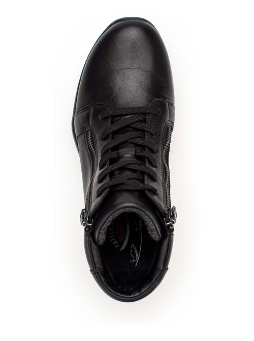 Baskets montantes  en cuir lisse - Kiabi