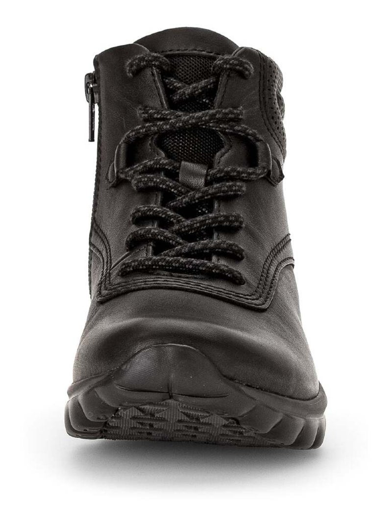 Baskets montantes  en cuir lisse Noir Noir - Kiabi