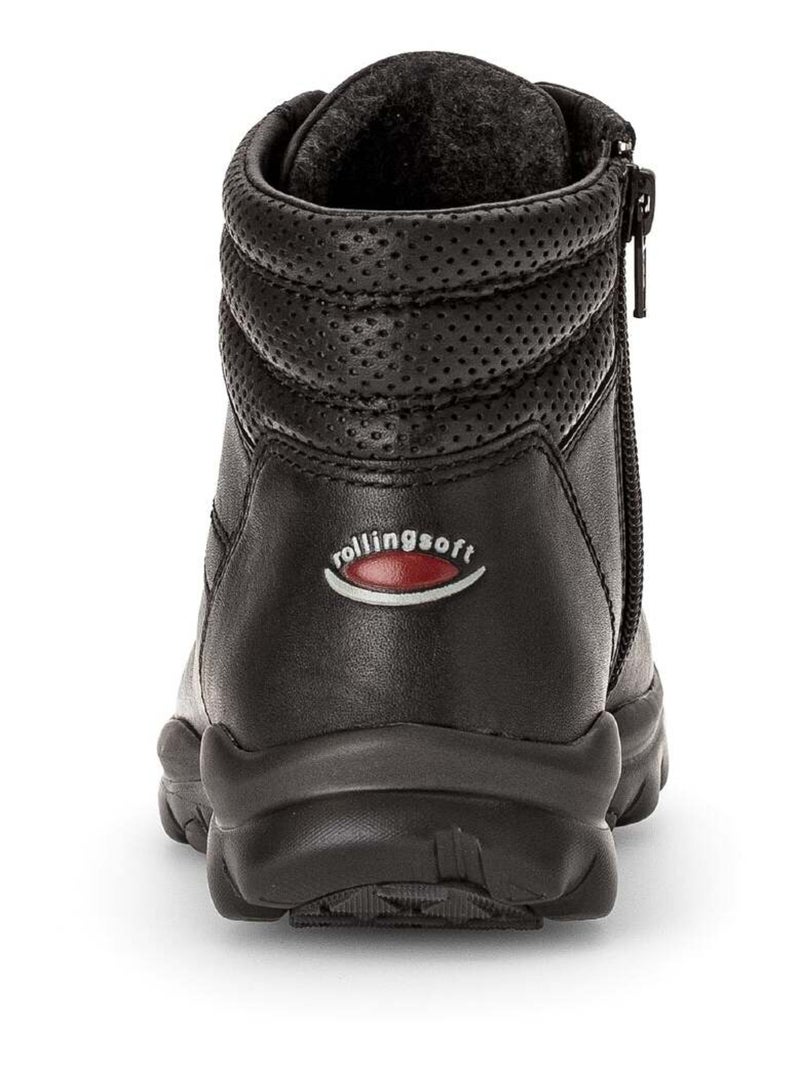 Baskets montantes  en cuir lisse Noir Noir - Kiabi